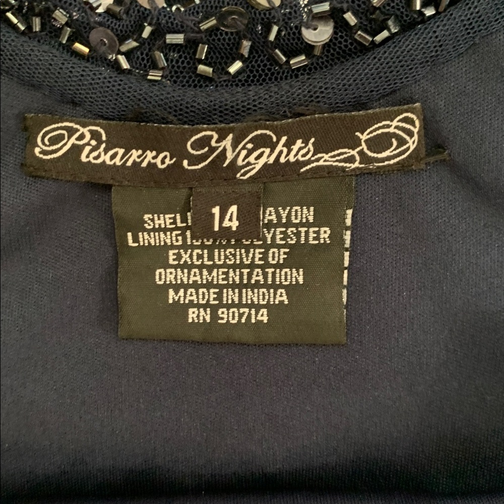Pizarro Nights Elegant Dark Blue Sequin Dress Size 14 - Picture 17 of 17